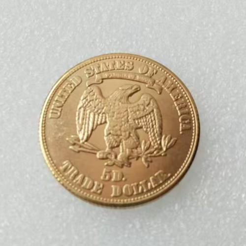 Copy USA Fantasy Trade Dollar 5D 1880 Commemorative Coin Gold Plated Beautiful Coins Diameter 22MM