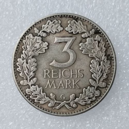 German 3 Reichsmark 1933 G Silver Plated Copy Coin