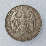 German 3 Reichsmark 1932 ADFGJ Silver Plated Copy Coin