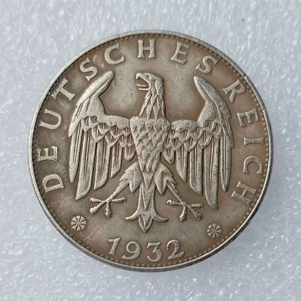 German 3 Reichsmark 1932 ADFGJ Silver Plated Copy Coin