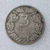 German 3 Reichsmark 1932 ADFGJ Silver Plated Copy Coin
