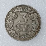 German 3 Reichsmark 1932 ADFGJ Silver Plated Copy Coin