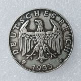 German 3 Reichsmark 1933 G Silver Plated Copy Coin