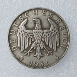 German 3 Reichsmark 1931 ADEFGJ Silver Plated Copy Coin