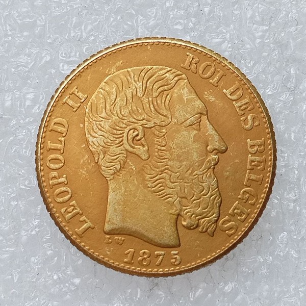 Belgium 1875 20 Francs Gold plated Copy Coins