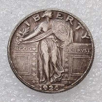 US 1924 D/S Standing Liberty Quarter Dollar Silver Plated Copy Coin US 1924 D/S Standing Liberty Quarter Dollar Silver Plated Copy Coin