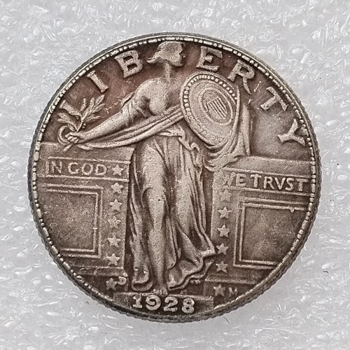 US 1928 D/S Standing Liberty Quarter Dollar Silver Plated Copy Coin