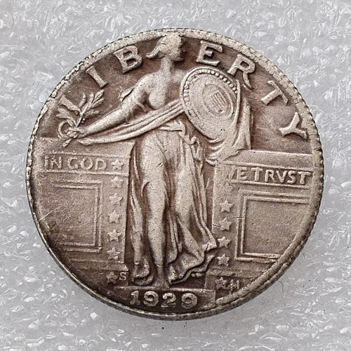 US 1929 D/S Standing Liberty Quarter Dollar Silver Plated Copy Coin
