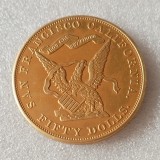 USA 50 Dollars 1855  Gold Plated/Color Copy Coin 38.1mm