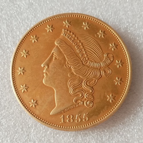 USA 50 Dollars 1855  Gold Plated/Color Copy Coin 38.1mm