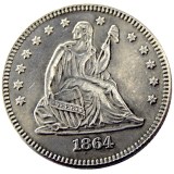 US 90% Silver 1864 P/S SEATED LIBERTY QUARTER DOLLARS Coins COPY