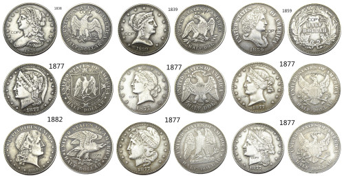 USA 90% Silver 1838-1882  Different Head Half Dollar Patterns Silver Plated Copy Coin
