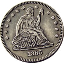 US 90% Silver 1865 P/S SEATED LIBERTY QUARTER DOLLARS Coins COPY