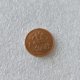 Copy United Kingdom 1911 0.5 Sovereign Diameter 19mm Gold Plated Copy Coins