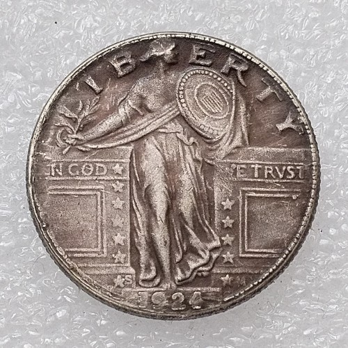 US 90% Silver 1924 D/S Standing Liberty Quarter Dollar Silver Plated Copy Coin