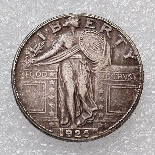 US 90% Silver 1924 D/S Standing Liberty Quarter Dollar Silver Plated Copy Coin