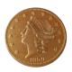 USA Liberty Head TWENTY DOLLARS 1859 P/O/S  No Motto Gold Plated Copy Coin