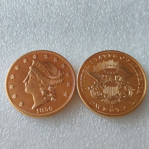 USA Liberty Head TWENTY DOLLARS 1856 P/O/S  No Motto Gold Plated Copy Coin