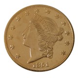USA Liberty Head TWENTY DOLLARS 1851 P/O  No Motto Gold Plated Copy Coin