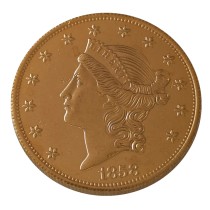 USA Liberty Head TWENTY DOLLARS 1858 P/O/S  No Motto Gold Plated Copy Coin