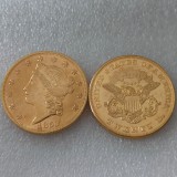 USA Liberty Head TWENTY DOLLARS 1853 P/O  No Motto Gold Plated Copy Coin
