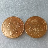 USA Liberty Head TWENTY DOLLARS 1854 P/O/S  No Motto Gold Plated Copy Coin