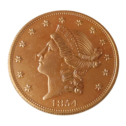 USA Liberty Head TWENTY DOLLARS 1854 P/O/S  No Motto Gold Plated Copy Coin