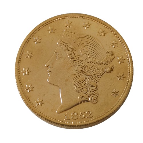 USA Liberty Head TWENTY DOLLARS 1852 P/O/S  No Motto Gold Plated Copy Coin