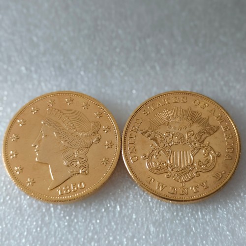 USA Liberty Head TWENTY DOLLARS 1850 P/O  No Motto Gold Plated Copy Coin