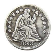 90% Silver USA 1853P/O Liberty Seated Half Dime No Arrows (Regular Strike) Copy Coins