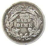 90% Silver USA 1865P/S(Mintmark Below) Liberty Seated Half Dime Legend Obverse Copy Coins