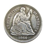 90% Silver USA 1860P/O Liberty Seated Half Dime Legend Obverse Copy Coins