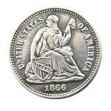 90% Silver USA 1866P/S(Mintmark Below) Liberty Seated Half Dime Legend Obverse Copy Coins