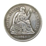 90% Silver USA 1861 Liberty Seated Half Dime Legend Obverse Copy Coins
