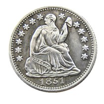 90% Silver USA 1851P/O Liberty Seated Half Dime Stars on Obverse Copy Coins