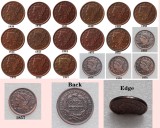 US Coins Full Set 1839-1857  Braided Hair Large Cents 100% Copper Coins
