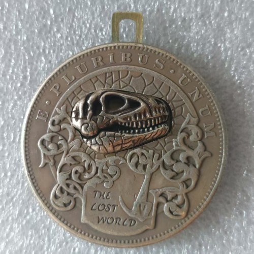 Copy Handmade Movable Mechanism Hobo Nickel Coin Golden / Silver Dinosaur Head Roman Booteen Art Collectible Creative Gift