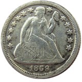 90% Silver US 1859 P/S Liberty Seated Dime Copy Coin