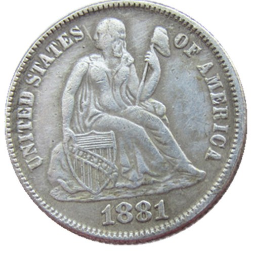 90% Silver US 1881 P/S Liberty Seated Dime Silver Plated Copy Coin