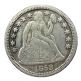 90% Silver US 1858 P/S Liberty Seated Dime Silver Plated Copy Coin