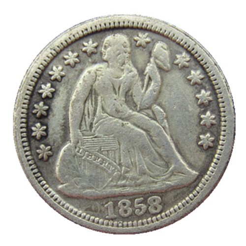 90% Silver US 1858 P/S Liberty Seated Dime Silver Plated Copy Coin