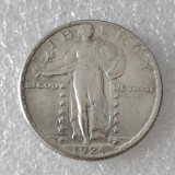 US 90% Silver 1924 D/S Standing Liberty Quarter Dollar Silver Plated Copy Coin