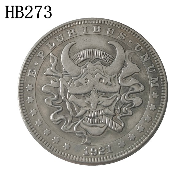 HB(273)HOBO US Morgan Silver Plated Dollar skull zombie skeleton Copy Coin
