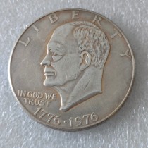 US Ike Dollar 1976 P/D/S Silver Plated Copy Coin 38MM