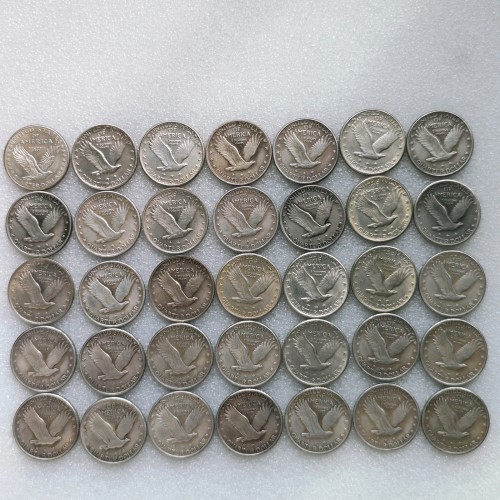 US A Set Of 1916-1930 PDS 35PCS Standing Liberty Quarter Dollar Silver Plated Copy Coin