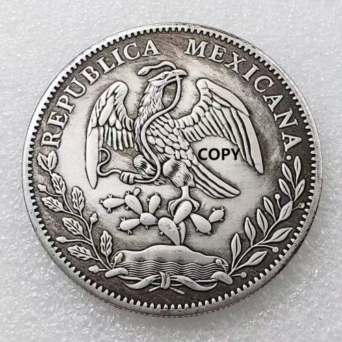 Mexico 8 Reales 1882 Silver Plated Copy Coins Diameter 45mm