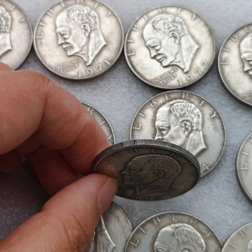 US 1 Dollar Eisenhower Dollar 1971-1978 Silver Plated Copy Coin 38MM