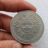 US 1975 Palm Springs Dollar - Chamber of Commerce Silver Plated Copy Coin 39MM
