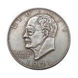 US 1 Dollar Eisenhower Dollar 1971-1978 Silver Plated Copy Coin 38MM