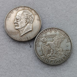 US 1 Dollar Eisenhower Dollar 1971-1978 Silver Plated Copy Coin 38MM